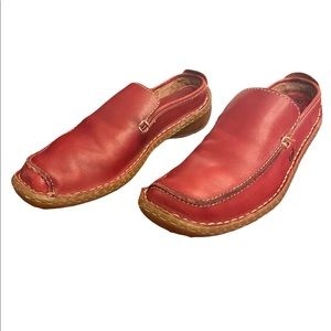BORN Red Leather Mules Women’s Size 6.5